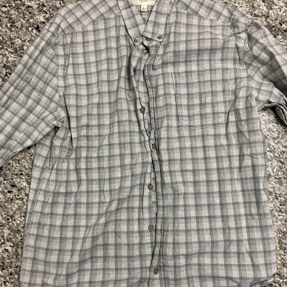 Large Gray Checkered WRK Dress Shirt